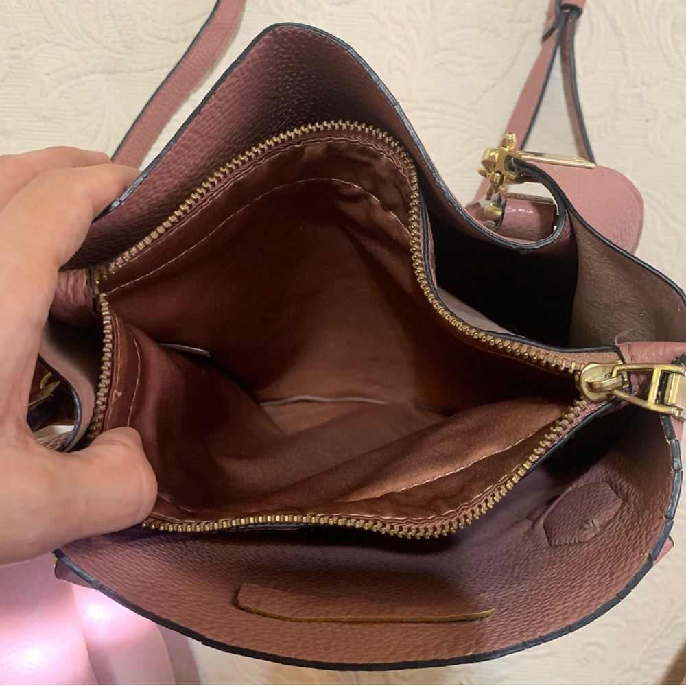 Steve Madden Pink Squared Gold Accent Shoulder/Crossbody Open Bag Purse - Picture 6 of 11